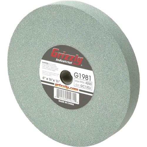 6" x 3/4" x 1/2" Grinding Wheel, Type 1 S120 Grit Grizzly Industrial