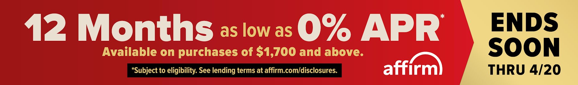 Banner for 04-14 April Affirm Masthead - Ends Soon