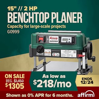 Banner for Affirm - G0999 Benchtop Planer