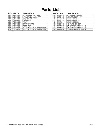 Part Diagram for G0446