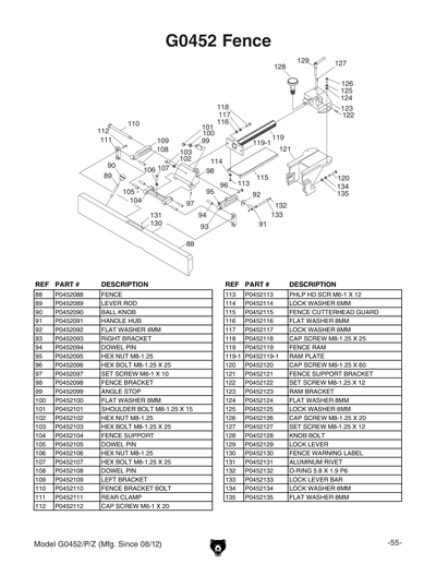 Part Diagram for G0452P