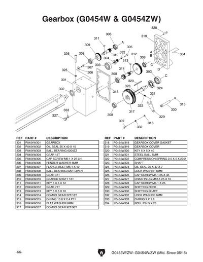 Part Diagram for G0453W