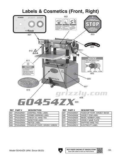Part Diagram for G0454ZX