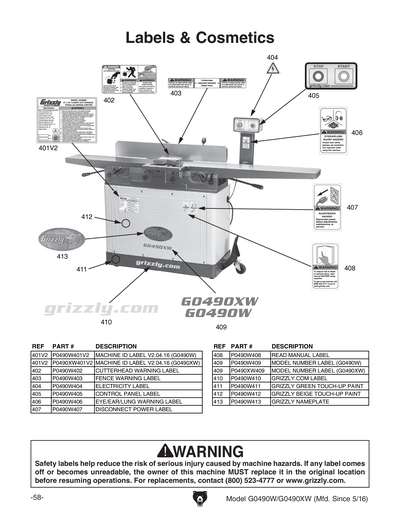 Part Diagram for G0490XW