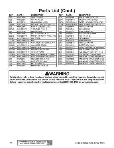 Part Diagram for G0510Z