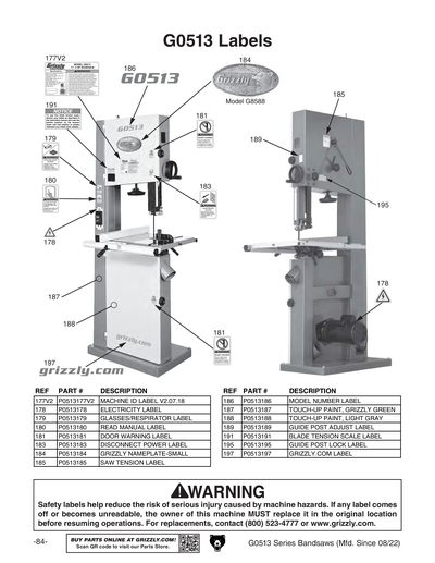Part Diagram for G0513