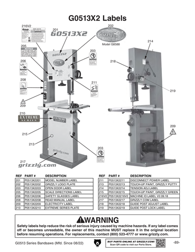 Part Diagram for G0513
