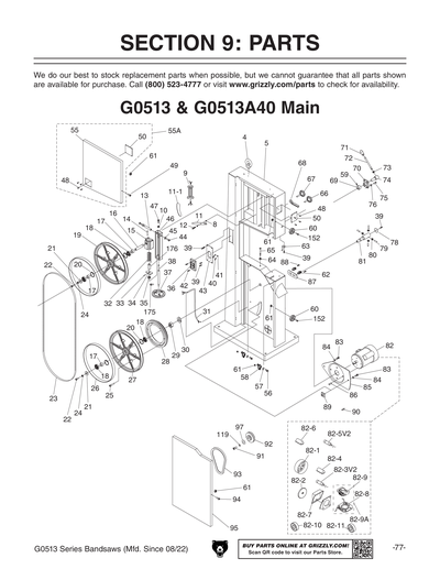 Part Diagram for G0513A40