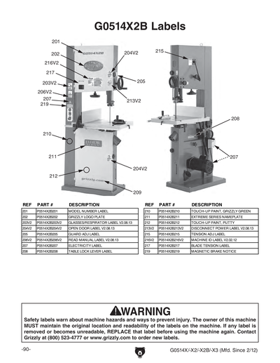 Part Diagram for G0514X2B