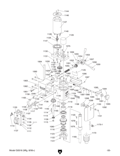 Parts for G0516 Combo Lathe w/ Milling Attachment - Grizzly