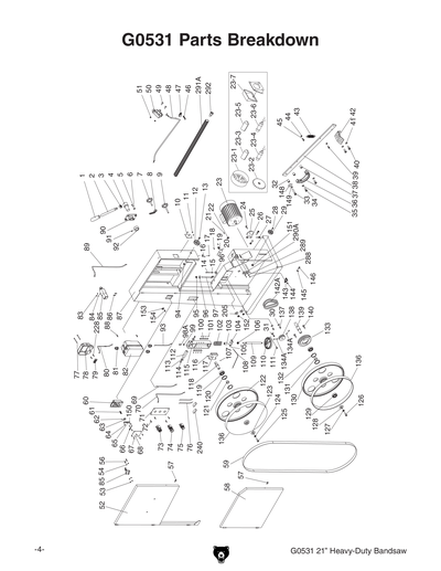 Parts for G0531 21