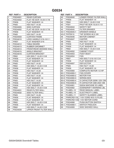 Part Diagram for G0534