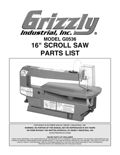 Part Diagram for G0536