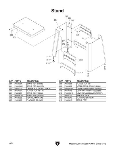 Part Diagram for G0555P