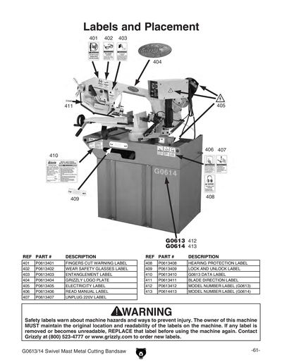 Part Diagram for G0613