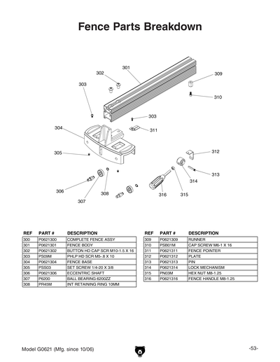 Part Diagram for G0621