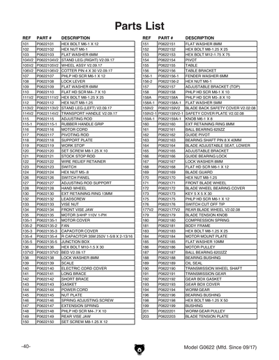Part Diagram for G0622