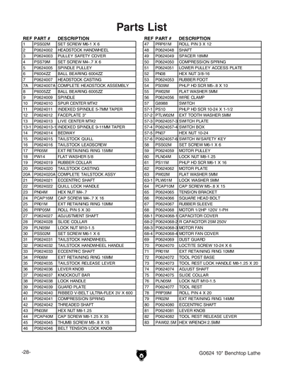 Part Diagram for G0624