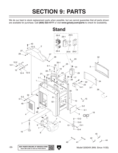 Part Diagram for G0634X