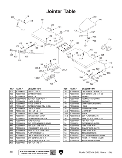 Part Diagram for G0634X