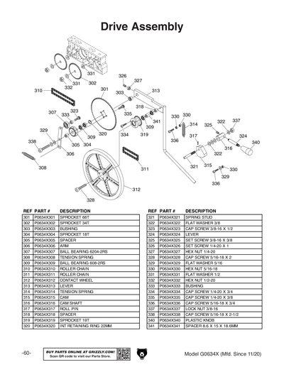 Parts for G0634X 12
