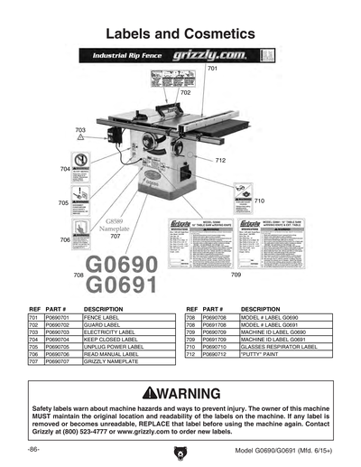 Part Diagram for G0690