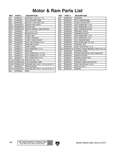 Part Diagram for G0695