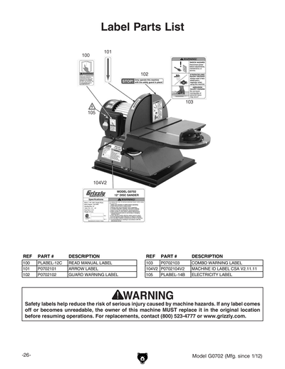 Part Diagram for G0702