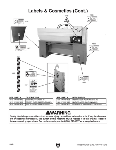 Part Diagram for G0709