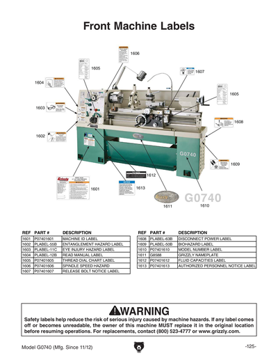 Part Diagram for G0740