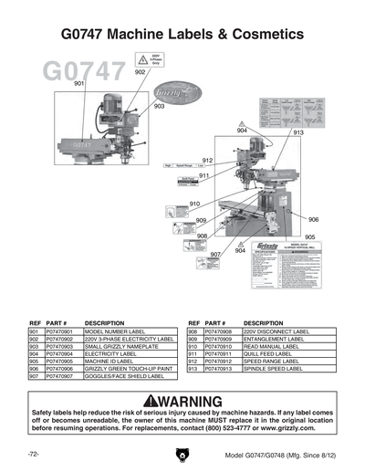Part Diagram for G0747
