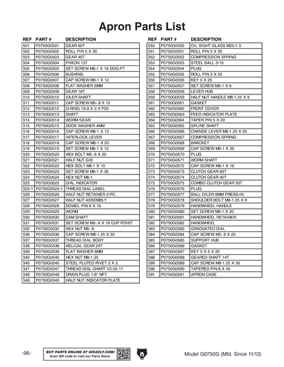 Part Diagram for G0750G