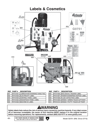 Part Diagram for G0751