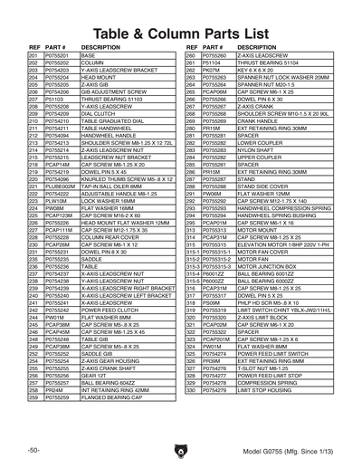 Part Diagram for G0755