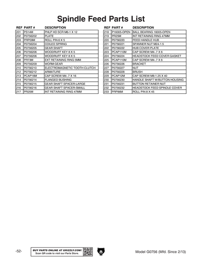 Part Diagram for G0756