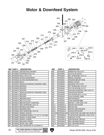 Parts for G0763 6