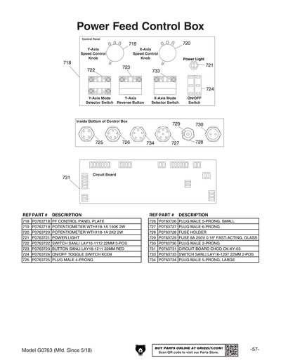 Parts for G0763 6