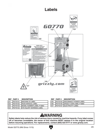 Part Diagram for G0770