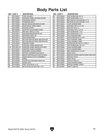Part Diagram for G0772