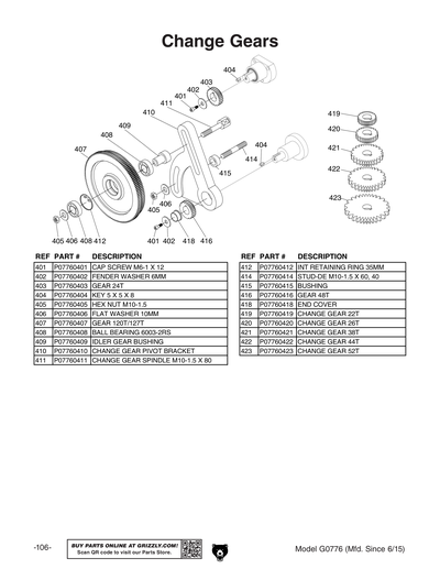 Part Diagram for G0776