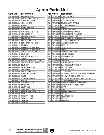 Part Diagram for G0776