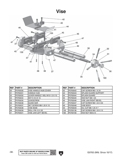 Parts for G0783 11