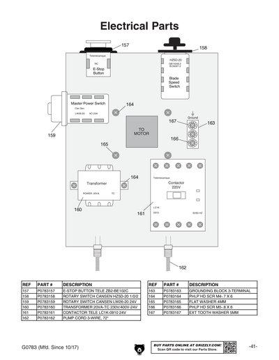 Parts for G0783 11