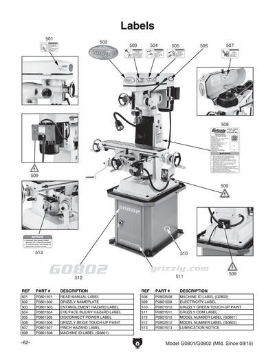 Part Diagram for G0802