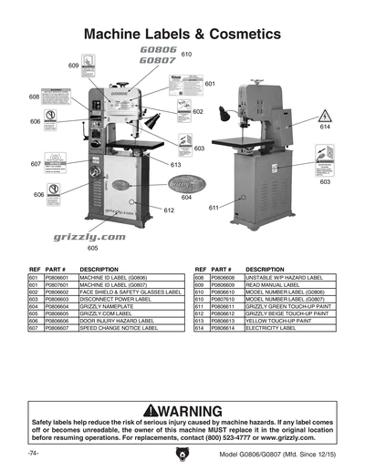 Part Diagram for G0807