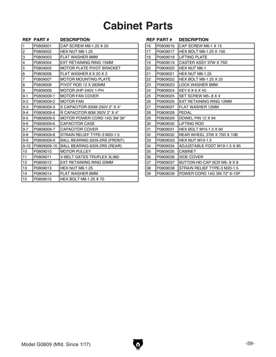 Part Diagram for G0809