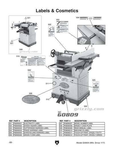 Part Diagram for G0809