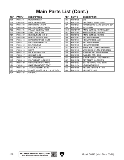 Part Diagram for G0815
