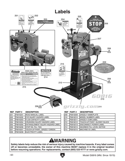 Part Diagram for G0816