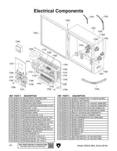 Part Diagram for G0819